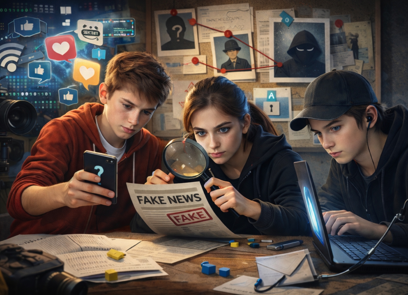 Schülerinnen und Schüler setzen sich in einem medienkritischen Schulprojekt mit digitalen Medien auseinander