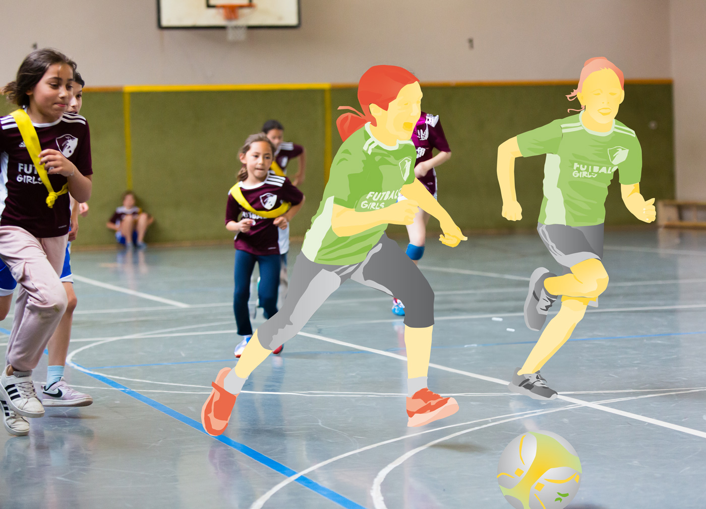 Mädchen spielen Fußball